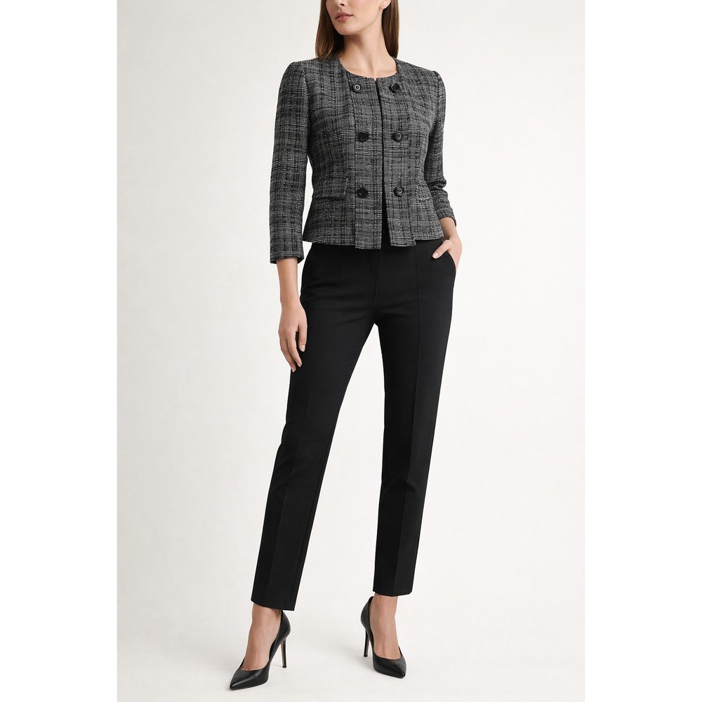 DKNY Black Tweed Blazer Tailored Structured Career Jacket Fully Lined Size 8